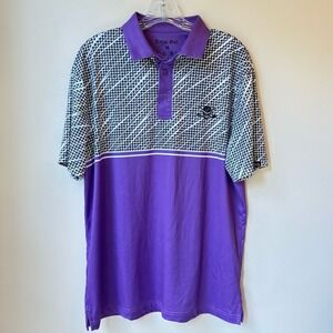 Tattoo Golf Polo Medium Multi Logo Skull Golf Clubs Sports Casual Grunge